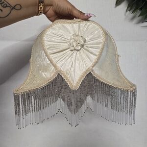 Dale Tiffany Cream and Silver Beaded Lampshade